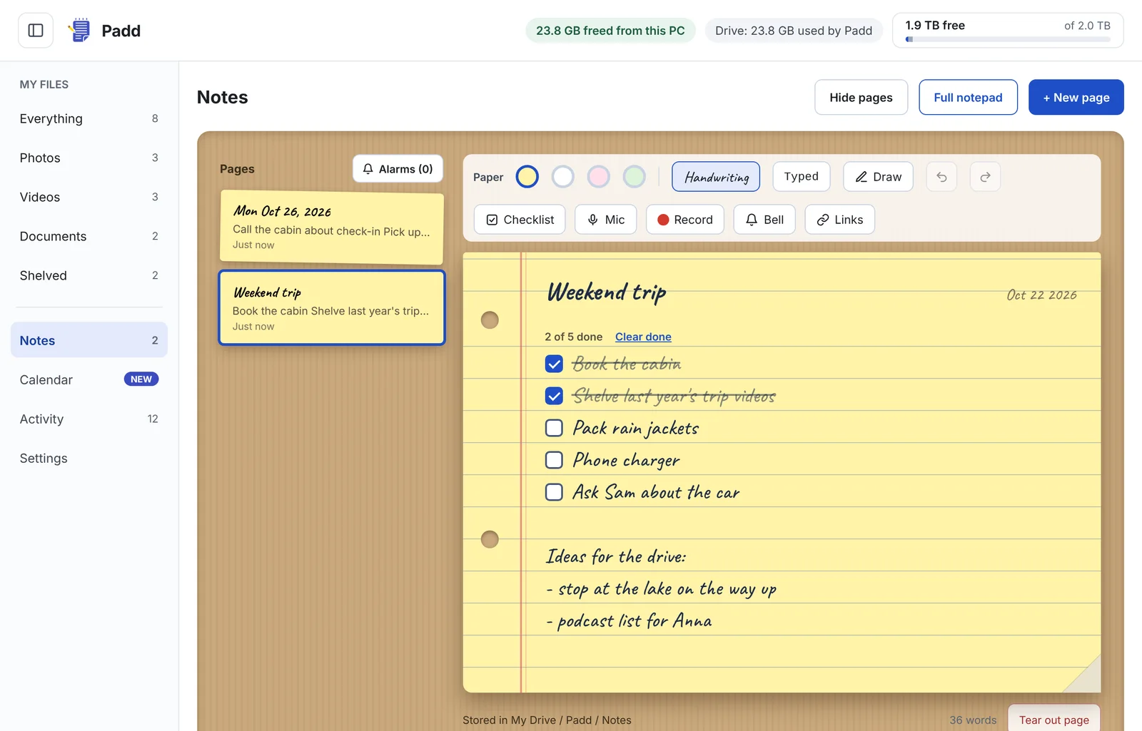 Padd notepad on Windows